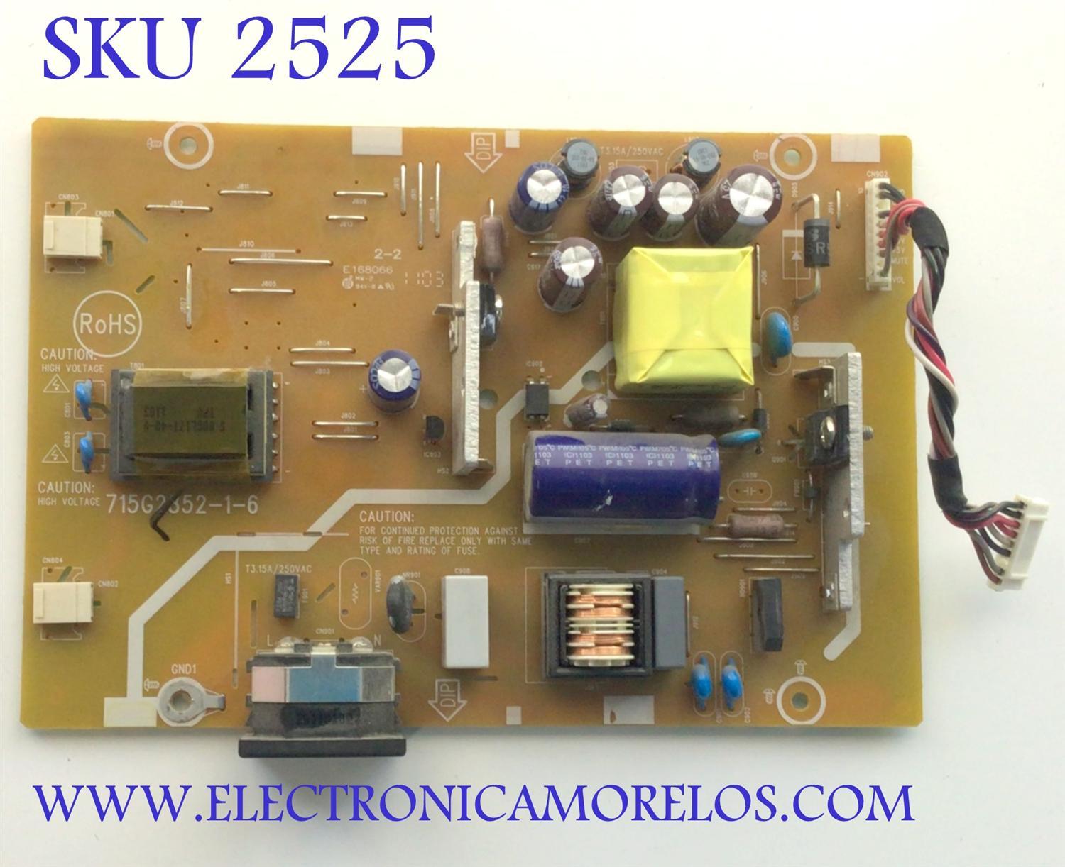 FUENTE PARA MONITOR HP / NUMERO DE PARTE 7521MA1J / 715G2852-1-6 / MODELO HP 17" W1707